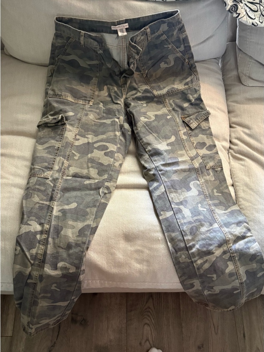 Sincerely Jules Camo Cargo Pants in Green and Tan